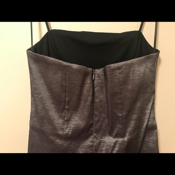 Metallic Grey, Strapless Cocktail Dress - Picture 4 of 8